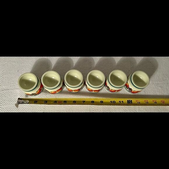 6 Vintage 1970’s Emsa West Germany Plastic Egg Cups W Box Set EUC Peach Pattern. - Picture 7 of 12